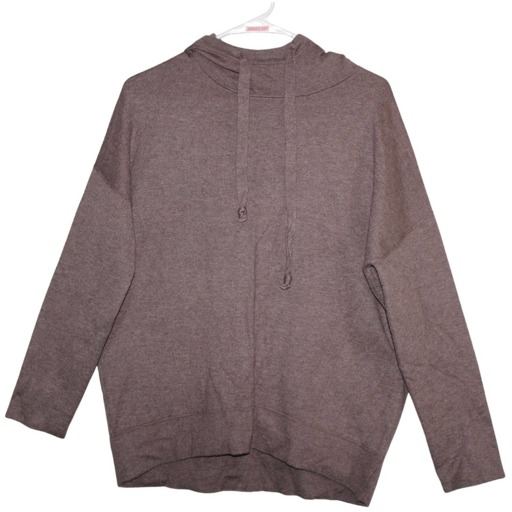 Womens Rachel Zoe Brown Cotton Pull Over Drawstring Hoodie Sweater Size M Medium